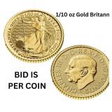 2023 1/10 oz Gold Britannia - King