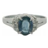 Platinum 3/4 ct Natural Sapphire & Diamond Ring