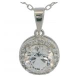 Round 2.00 ct White Sapphire Halo Necklace