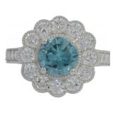 10k Gold 2.22 ct Round Fancy Blue Lab Diamond Ring
