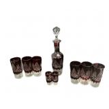 Vintage Bohemian Ruby Red Cut To Clear Glass