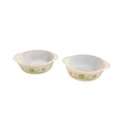 (2) PCS Two Vintage Glasbake Green Daisy