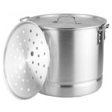 32Qt. Aluminum Stock  Pot  With Steamer