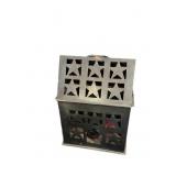 Vintage Punched Tin House Candle Holder