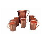 Aluminum Pitcher & 6 Mugs