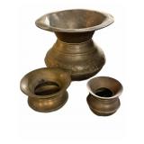 (3) Brass Spittoons