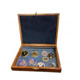 Estate Wooden Display Case With Collection Of