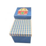 Stack Of Decorative Blue Storage Boxes