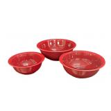 (3)PCS Three Pyrex Red Mixing Bowls