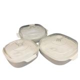 (6)PCS Three Corning Ware Casserole Dishes With