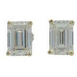14k Gold 3.90 ct Emerald Cut Lab Diamond Earrings