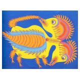 Two Headed Chicken Canvas by Maria Primachenko