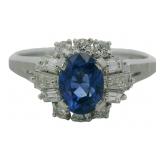 Platinum 1.44 ct Natural Sapphire & Diamond Ring