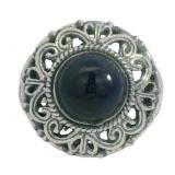 Antique Style Genuine Onyx Filigree Ring
