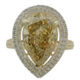 10kt Gold 6.13 ct Yellow Lab Diamond Ring