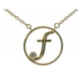Elegant Diamond Accented "F" Initial Necklace