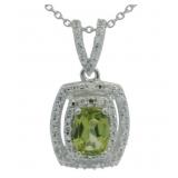 Radiant Cut Natural Peridot & Zircon Necklace