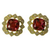 Cushion Cut 5.25 ct Ruby & Diamond Earrings