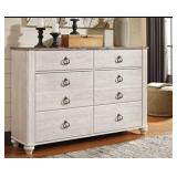 Williowton Farmhouse WHite 6-Drawer Dresser Base