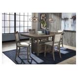 Ashley D762 Storage Bar Table & 4 Bar Stools