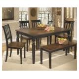 Ashley D580 Table, 4 Chairs & Bench