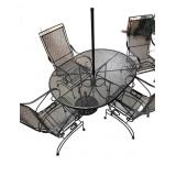 (5) PCS Estate Wrought Iron Patio Table With Four