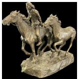 1974 Native American & Horses Sculpture