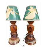 Pair Small Wood Lamps