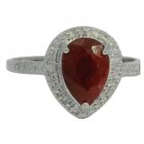 Pear Cut 1.56 ct Natural Ruby & Diamond Ring