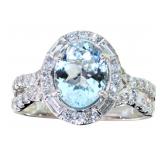 14kt Gold 1.98 ct  Aquamarine & Diamond Ring