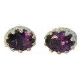 Oval 2.00 ct Genuine Amethyst Stud Earrings