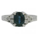 Platinum .94 ct Natural Sapphire & Diamond Ring
