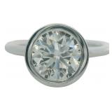 14k Gold 2.00 ct Round Bezel Set Lab Diamond Ring