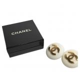 Chanel Coco White Gold Clip-on Earrings