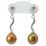 Cognac Fresh Water Pearl Dangle Earrings