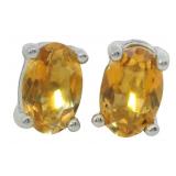 Natural 1.00 ct Oval Citrine Stud Earrings