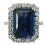 10kt Gold 10.76 ct Sapphire & Diamond Ring