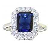 Emerald Cut 3.05 ct Sapphire & Diamond Ring