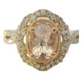 14kt Gold 1.54 ct Natural Morganite & Diamond Ring