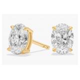 14kt Gold 2.09 ct Oval Lab Diamond Stud Earrings