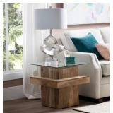 $619 MSRP Crestview Monoco Glass Top End Table