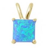 Princess Cut Australian Blue Opal Pendant