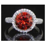 Beautiful Round Ruby & White Topaz Ring
