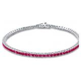 Princess Cut 5.00 ct Ruby Tennis Bracelet