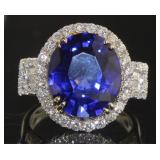 18kt Gold 9.67 ct Oval Sapphire & Diamond Ring