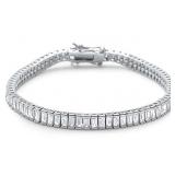 White Topaz 7.50 ct  Baguette Tennis Bracelet