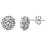 Stunning White Topaz Halo Designer Earrings