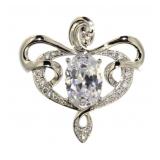 Stunning Large White Topaz Oval Pendant