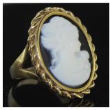 Large Elegant Carved Cameo Ring