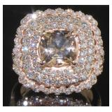 14K Rose Gold 3.50 ct Morganite & Diamond Ring